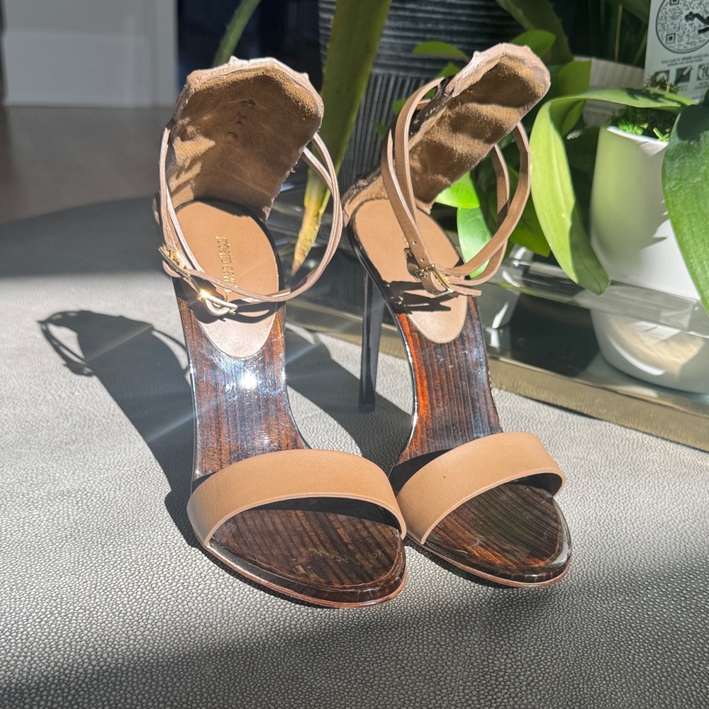 Roberto Cavalli Tan Strappy Heels